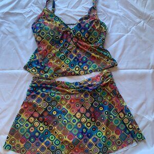 Swimsuit Plus Size 3XL colorful geometic pattern 2 piece tankini